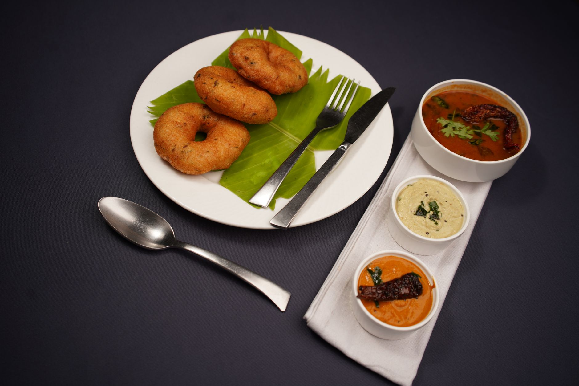 Traditional South Indian banana leaf meal service