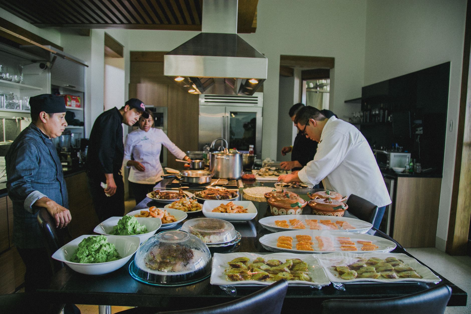 Live food counter preparation at an event