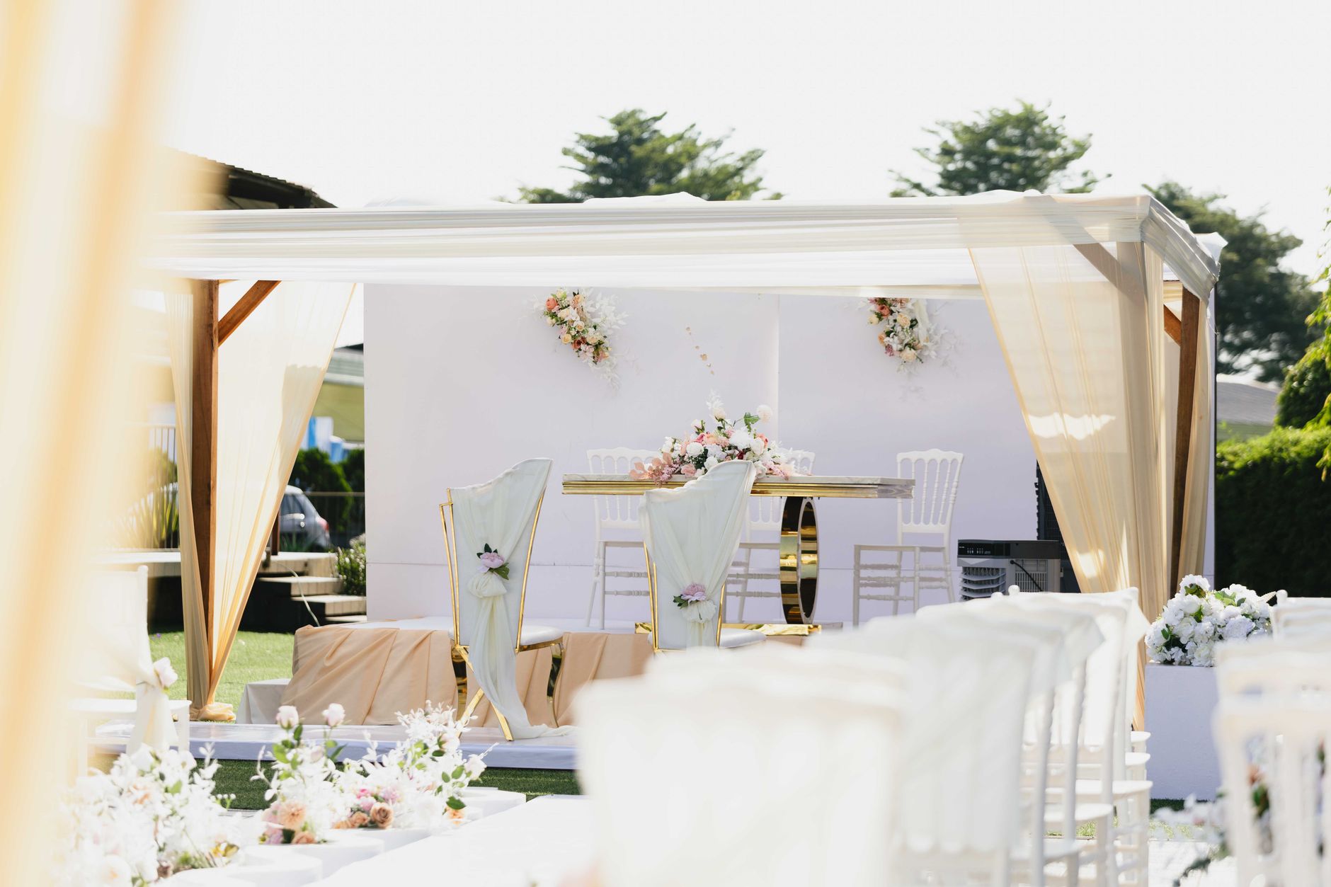 Outdoor event decoration setup