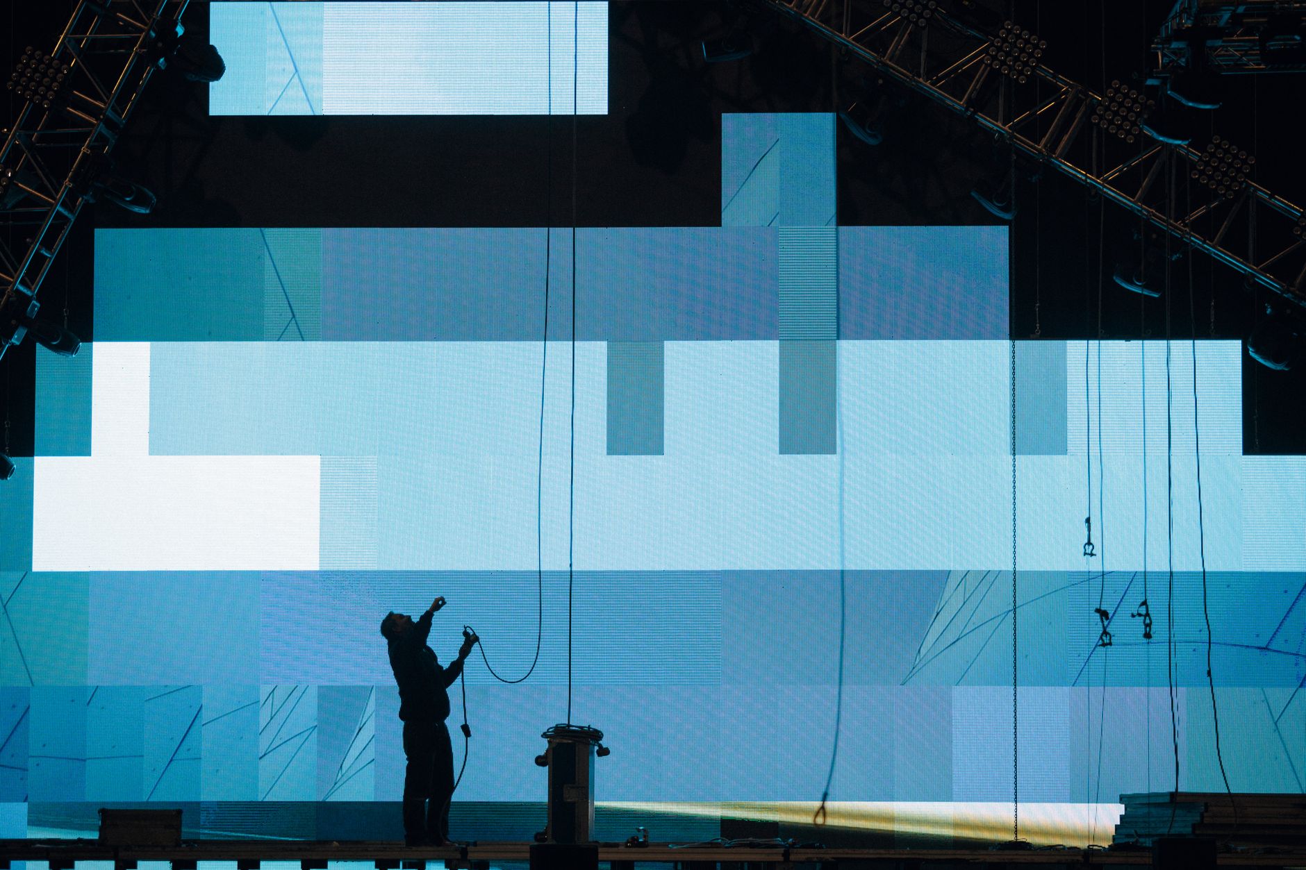 Modern college event stage with LED screens