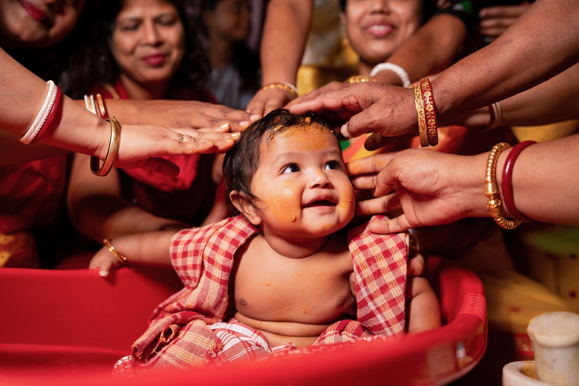 Traditional South Indian baby naming ceremony setup